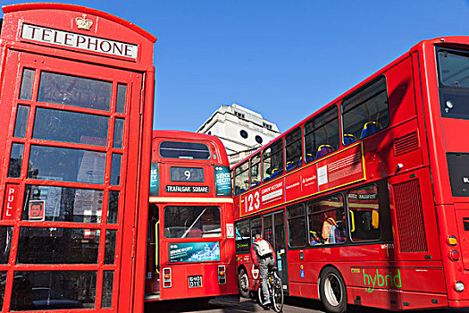 英格兰,伦敦,骑车,骑自行车,红色,双层巴士,巴士