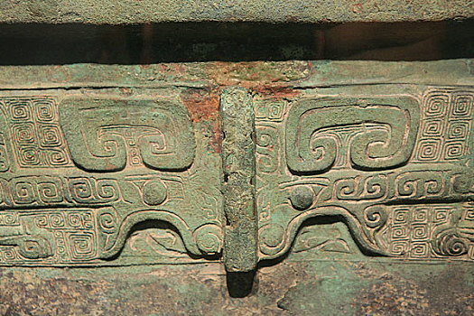 河南安阳殷墟遗址博物馆馆藏文物,母戊鼎上的文饰
