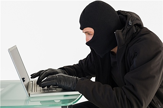 盗窃,坐,书桌,黑客攻击,笔记本电脑
