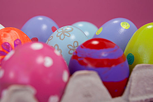 彩色,复活节彩蛋,鸡蛋格,粉色背景