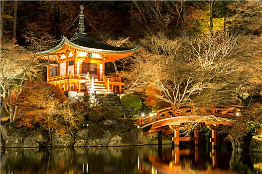 庙宇,京都,日本,夜晚