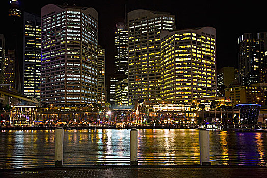 悉尼,澳大利亚,达尔文,港口,夜晚