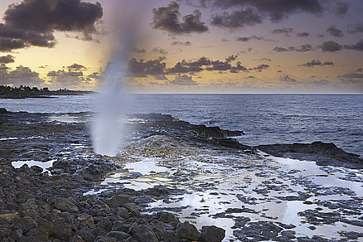 岩石构造,海岸,坡伊普,考艾岛,夏威夷,美国