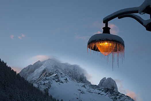 雪,冰柱,遮盖,琥珀色,背景,风吹,山,脊,阿尔卑斯山