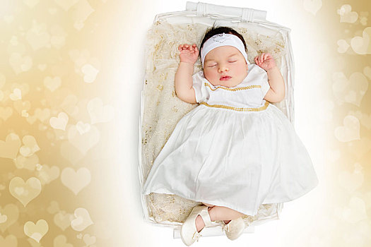 睡觉,婴儿,女孩,穿,白色长裙