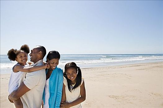 美国黑人,家庭,海滩