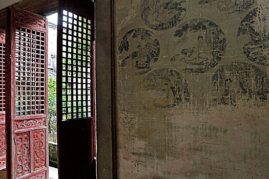 歙县小溪村丛林寺墙上的壁画