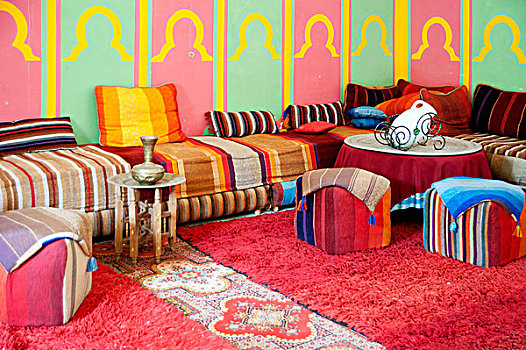 茶,房间,彩色,垫子,摩洛哥,北非,非洲