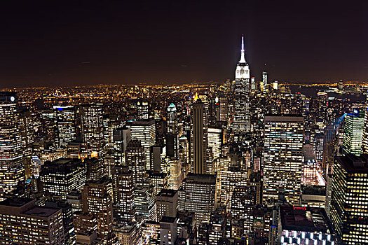 纽约,摩天大楼,夜晚