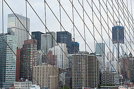 天际线,摩天大楼,自由,塔楼,施工,一个,世贸中心,网络,布鲁克林大桥,金融区,曼哈顿,纽约,美国,北美