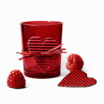 红色,蜡烛,心形,树莓
