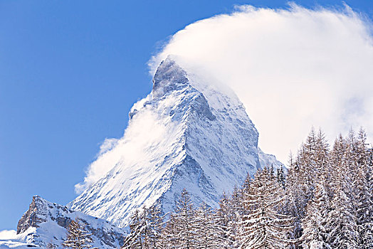 马塔角,包着,云,下雪,策马特峰,瓦莱州,沃利斯,瑞士