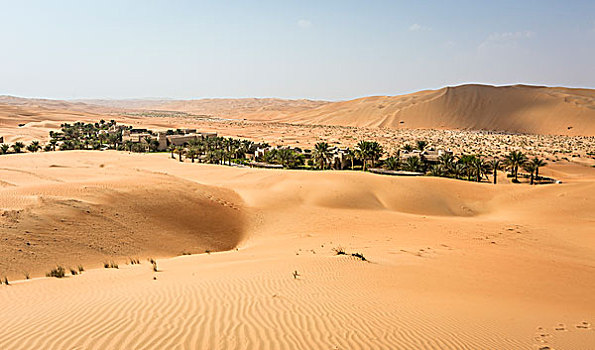 沙漠,胜地,围绕,高,沙丘,绿洲,空,区域,阿联酋,亚洲