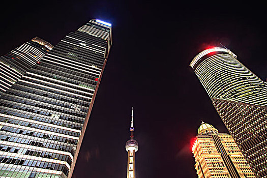 上海,夜晚,建筑,浦东,陆家嘴