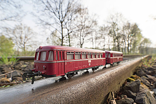 红色,列车,模型,轨道,公共交通,策勒,德国