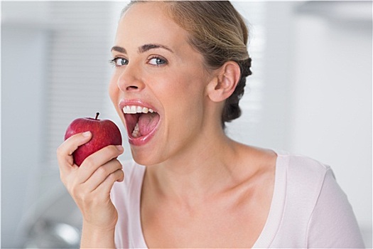 女人,咀嚼,苹果