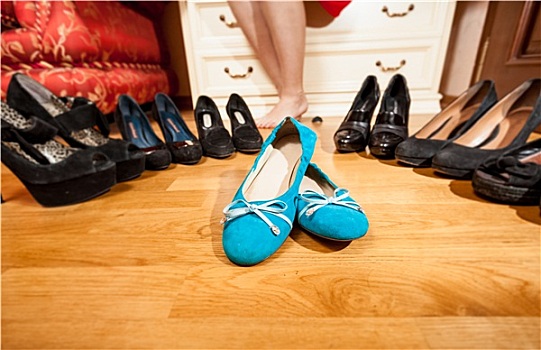 蓝色,芭蕾舞,公寓,站立,黑色,高跟鞋