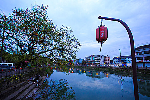 海曙,鄞江镇,南塘河,树,公园,河道,灯笼