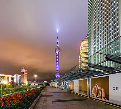 上海陆家嘴夜景,上海夜景无人