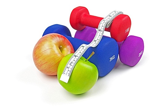 健身,重量,苹果,卷尺