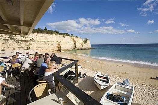 海滩,餐馆,阿尔加维,葡萄牙,欧洲