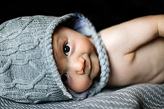 头像,9个月大,男婴,穿,帽子