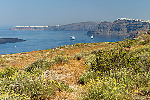 风景,锡拉岛,游船,圣托里尼岛,爱琴海,基克拉迪群岛,爱琴海岛屿,希腊