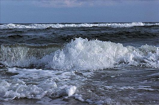 海浪,满潮,北海,德国,欧洲