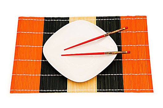 白色,盘子,筷子,隔绝,白色背景