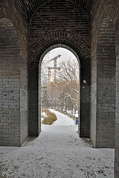 河北省石家庄市公园雪景