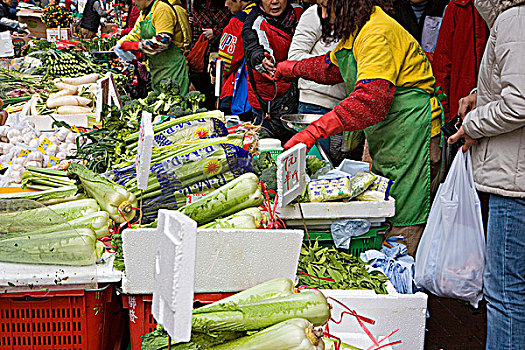 新鲜,蔬菜,货摊,采石场,湾,市场,香港
