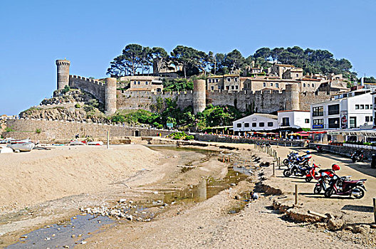 城堡,别墅,老城,沿岸,乡村,哥斯达黎加,加泰罗尼亚,西班牙,欧洲
