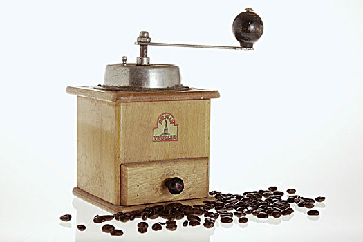 老,咖啡,研磨机,咖啡豆