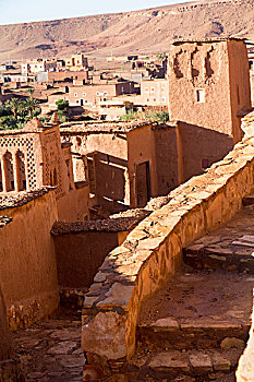 摩洛哥,狭窄,拱形,道路,风,牢固,乡村,世界遗产,联合国教科文组织