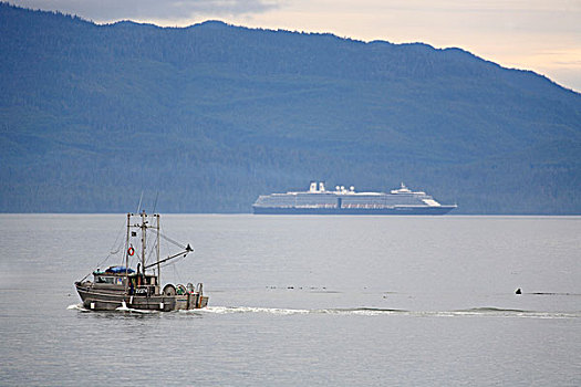 渔业,船,游轮,背景,王子,不列颠哥伦比亚省,加拿大