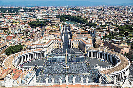 风景,圣彼得广场,罗马,穹顶,圣彼得大教堂,梵蒂冈,拉齐奥,意大利,欧洲