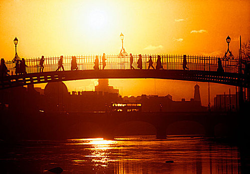 桥,上方,利菲河,都柏林,爱尔兰