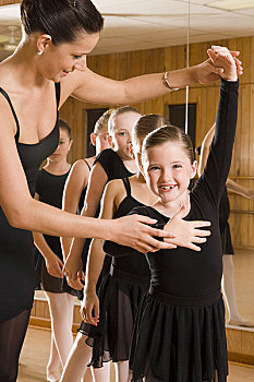 肖像,孩子,芭蕾舞者,8-9岁,练习,指导,舞蹈室