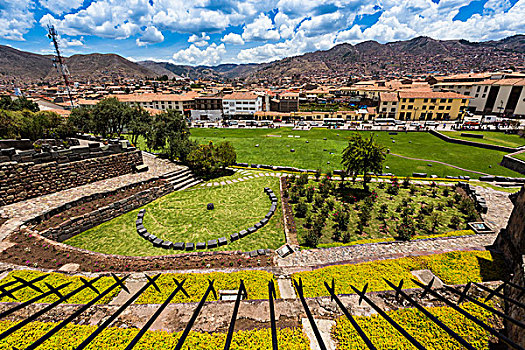 俯视,花园,地面,寺院,圣多明各,街景,背景,库斯科,秘鲁