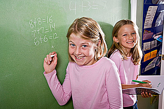 孩子,文字,黑板,教室