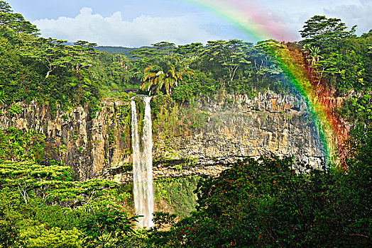 夏马尔,瀑布,彩虹,毛里求斯,非洲