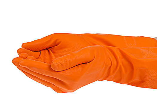 给,橙色,手套,隔绝,白色背景