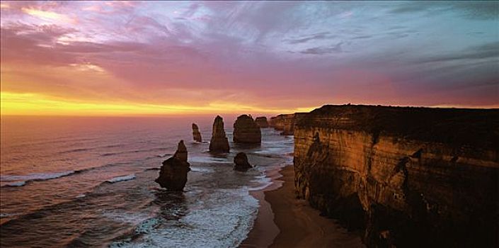 海景,日落,坎贝尔港国家公园,澳大利亚