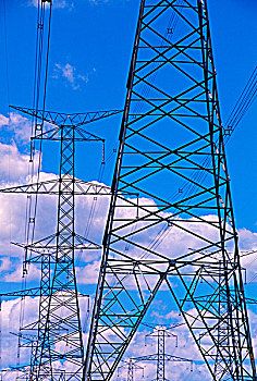 水电,信号发射塔,积云,背景,不列颠哥伦比亚省,加拿大