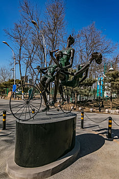 北京市通州区大运河外滩街头人物雕塑建筑