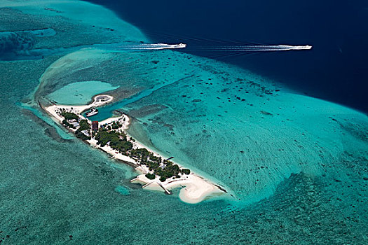 航拍,附属建筑,沙洲,岛屿,北方,马累环礁,印度洋,马尔代夫,亚洲