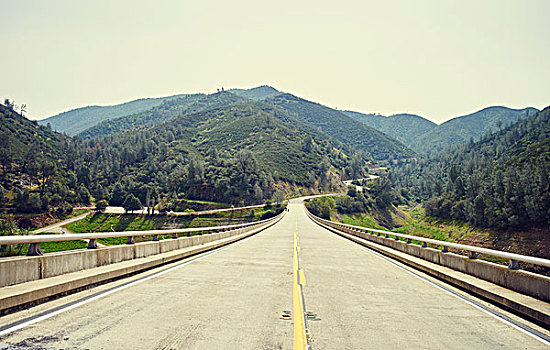 金色,链子,公路,上方,湖,路线,加利福尼亚,美国