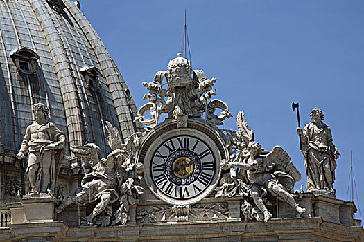 意大利,拉齐奥,罗马,梵蒂冈城,广场,大教堂,钟表,特写