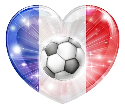 法国,足球,心形,旗帜