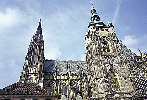 低,角度,风景,大教堂,布拉格,捷克共和国